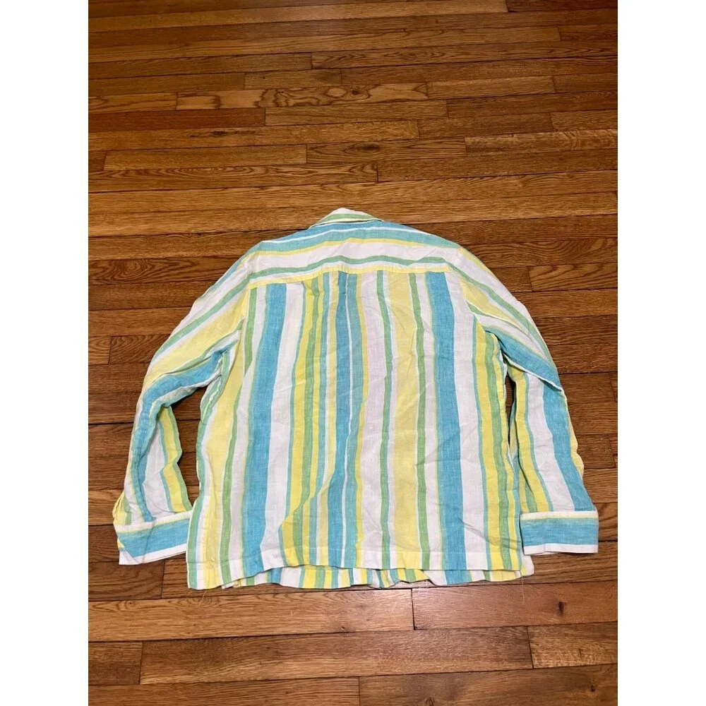 Jones New York Women's Colorful Striped Linen Blouse Size XL Button Front Top - Picture 4 of 4